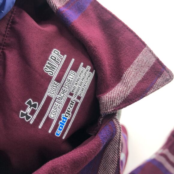 Under Armour ColdGear Small Red Light Flannel Button LS Multicolor Plaid Shirt - Picture 11 of 11